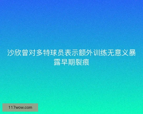 沙欣曾对多特球员表示额外训练无意义暴露早期裂痕