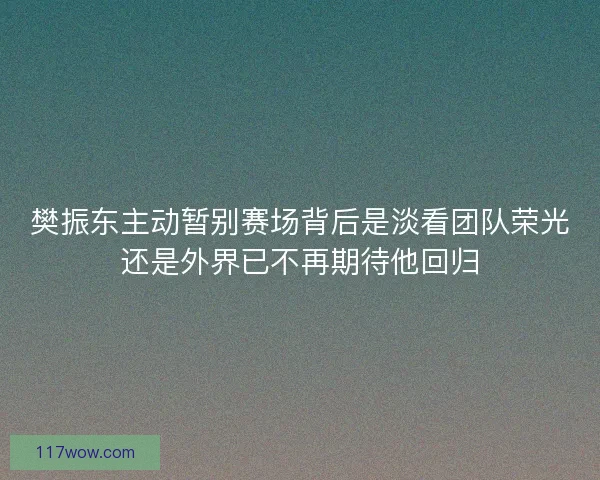 樊振东主动暂别赛场背后是淡看团队荣光还是外界已不再期待他回归