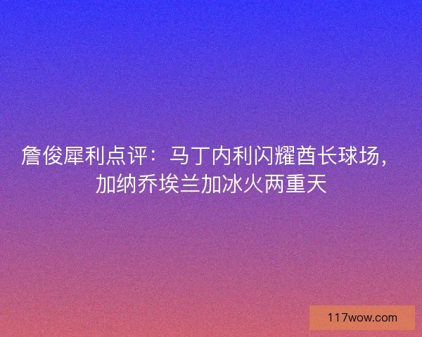 詹俊犀利点评：马丁内利闪耀酋长球场，加纳乔埃兰加冰火两重天