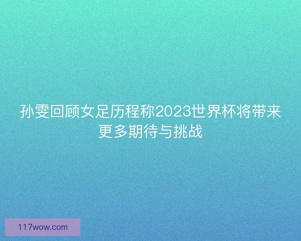 孙雯回顾女足历程称2023世界杯将带来更多期待与挑战